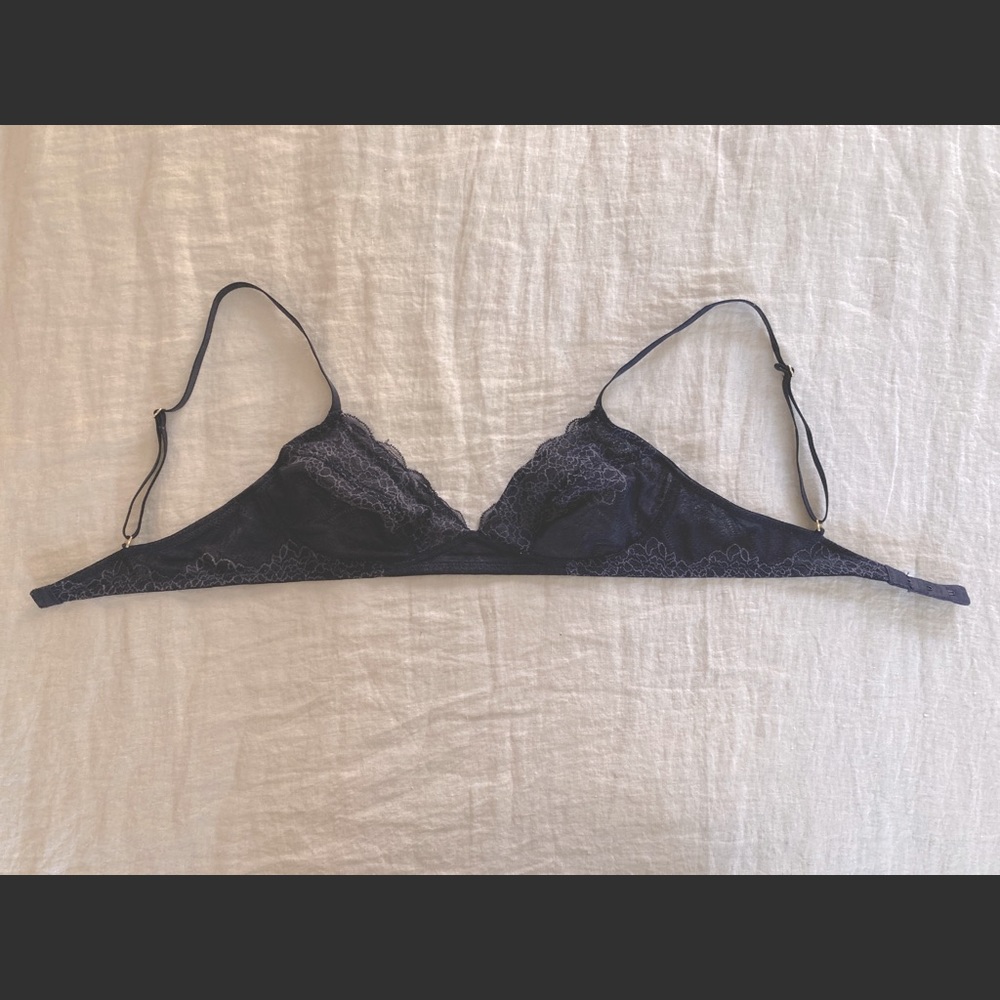 Madewell Camila Lace Bralette, XS, midnight blue